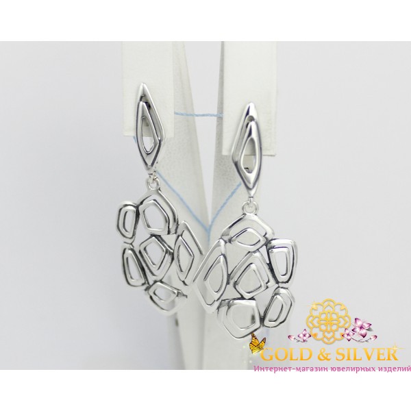 Жіночі сережки срібні Лофт без вставок 2431 , Gold &amp Silver Gold & Silver, Украина